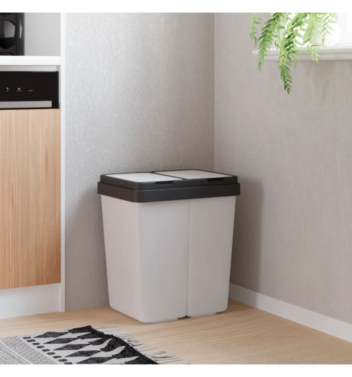 Poubelle double blanc 2x25 L | Mobilier & Déco