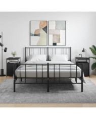 Tables de chevet 2 pcs noir 40x42x60 cm bois d'ingénierie | Mobilier & Déco