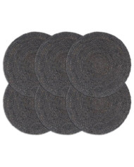 Napperons 6 pcs Gris foncé Plain 38 cm Rond Jute | Mobilier & Déco