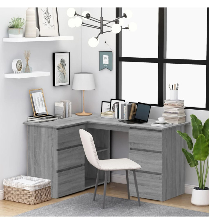 Bureau d'angle Sonoma gris 145x100x76 cm Bois d'ingénierie | Mobilier & Déco