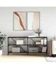 Table console chêne fumé 160x30x75 cm bois d'ingénierie et fer | Mobilier & Déco