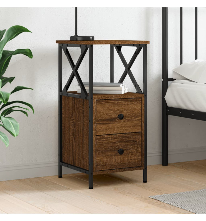 Table de chevet chêne marron 34x35,5x70 cm bois d'ingénierie | Mobilier & Déco