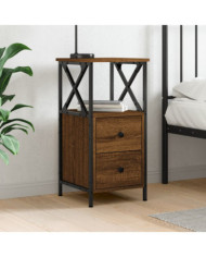 Table de chevet chêne marron 34x35,5x70 cm bois d'ingénierie | Mobilier & Déco