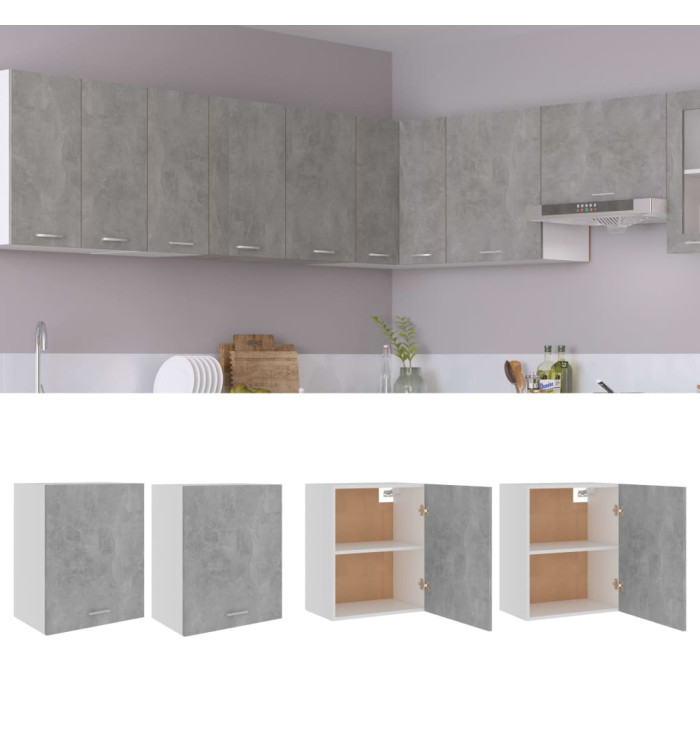 Armoires suspendue "Lyon"s 2 pcs Gris béton Bois d’ingénierie | Mobilier & Déco