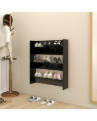 Armoire à chaussures murale noir 80x18x90 cm bois d'ingénierie | Mobilier & Déco