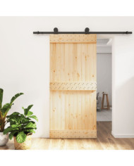 Porte coulissante et kit de quincaillerie 95x210 cm pin massif | Mobilier & Déco
