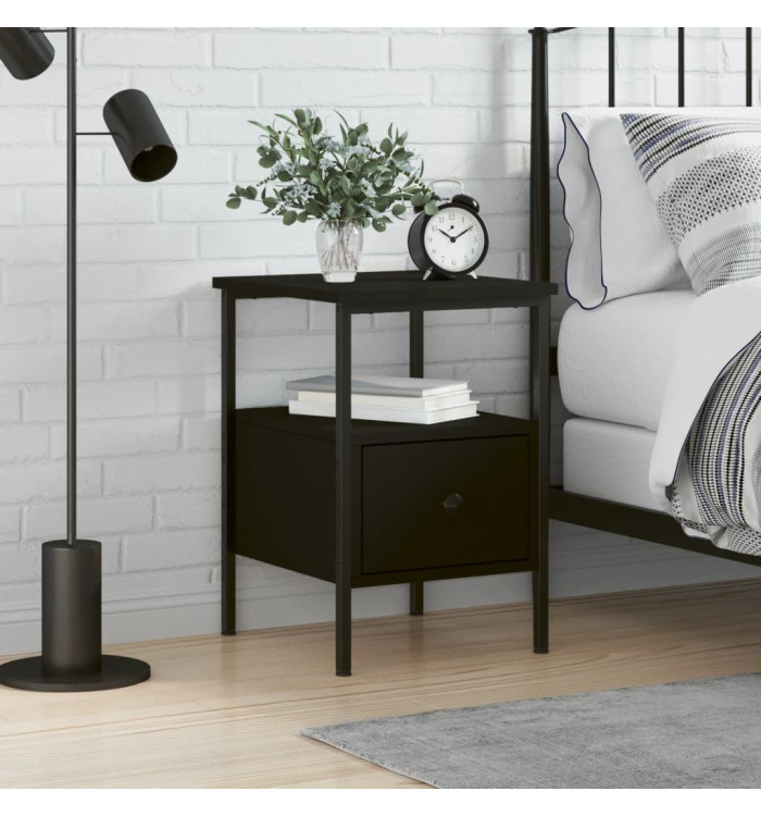 Table de chevet noir 34x36x50 cm bois d’ingénierie | Mobilier & Déco
