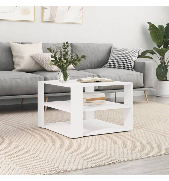 Table basse blanc 59,5x59,5x40 cm bois d'ingénierie | Mobilier & Déco