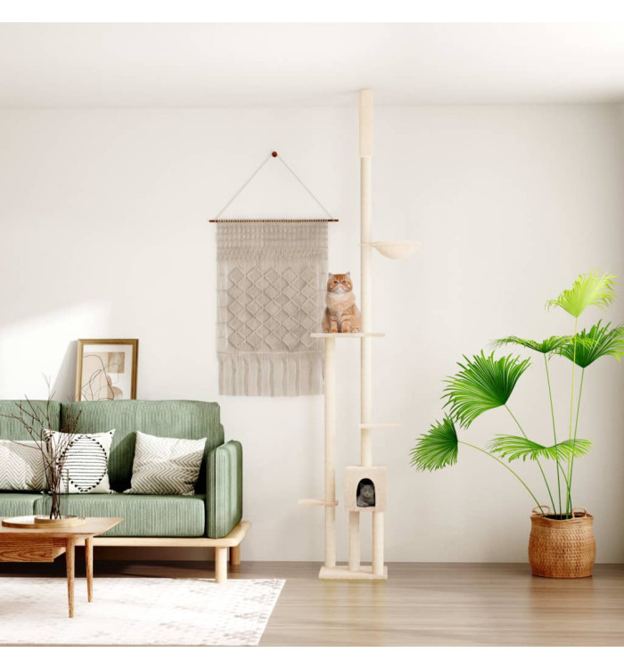Arbre à chat du sol au plafond Crème 258,5-284,5 cm | Mobilier & Déco