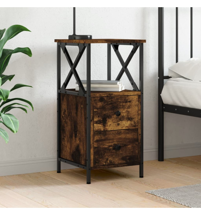 Table de chevet chêne fumé 34x35,5x70 cm bois d'ingénierie | Mobilier & Déco
