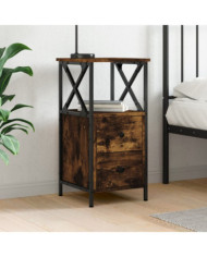 Table de chevet chêne fumé 34x35,5x70 cm bois d'ingénierie | Mobilier & Déco