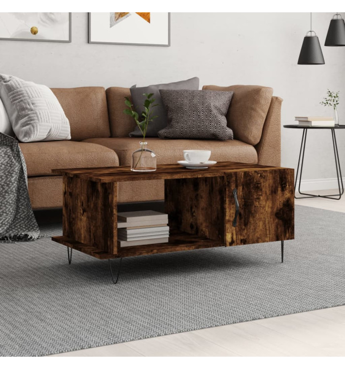 Table basse chêne fumé 90x50x40 cm bois d'ingénierie | Mobilier & Déco