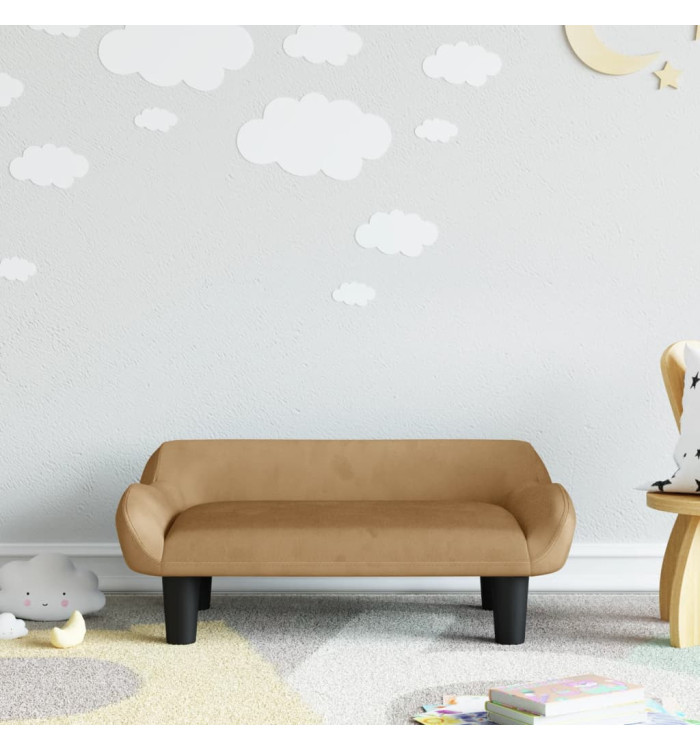 Canapé pour enfants marron 70x40x24 cm velours | Mobilier & Déco