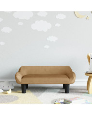 Canapé pour enfants marron 70x40x24 cm velours | Mobilier & Déco
