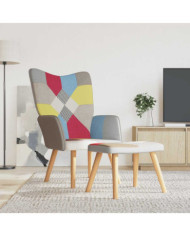 Chaise de relaxation avec repose-pied Patchwork Tissu | Mobilier & Déco