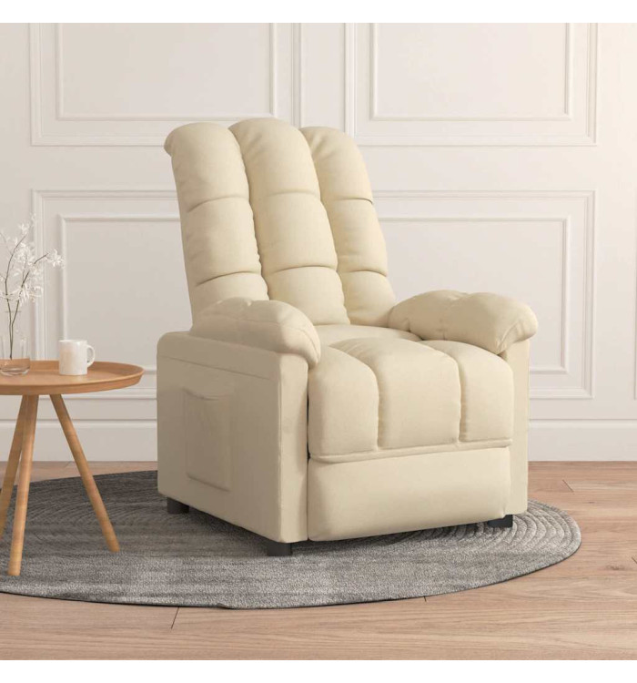 Fauteuil inclinable Crème Tissu | Mobilier & Déco