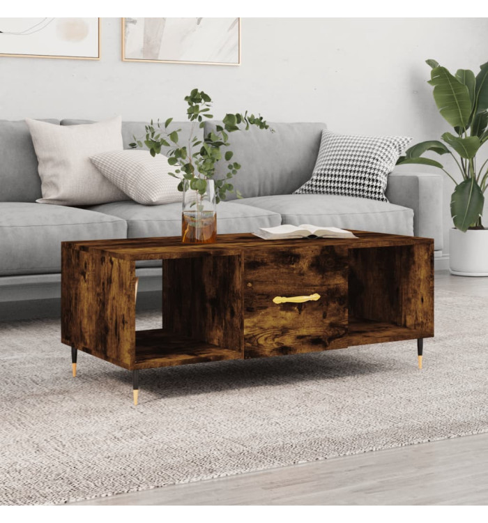 Table basse chêne fumé 102x50x40 cm bois d'ingénierie | Mobilier & Déco
