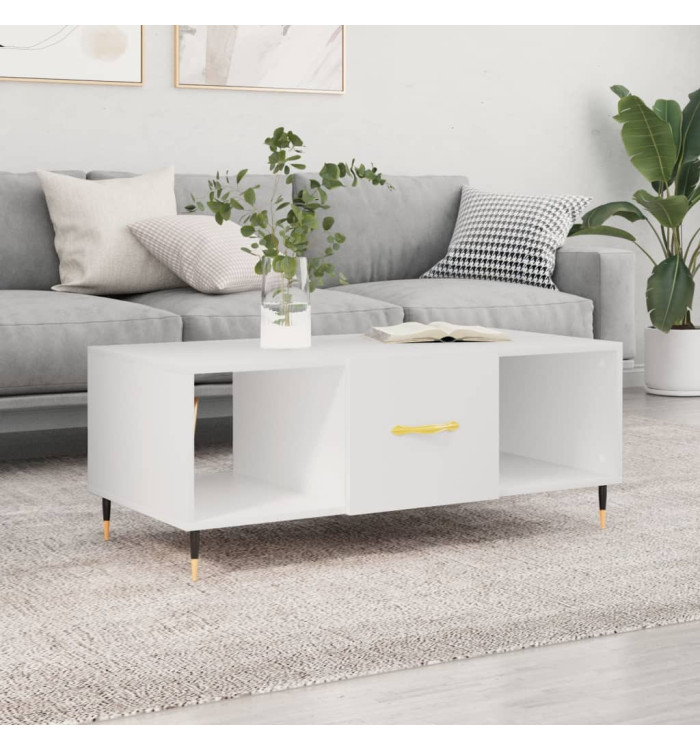 Table basse blanc 102x50x40 cm bois d'ingénierie | Mobilier & Déco