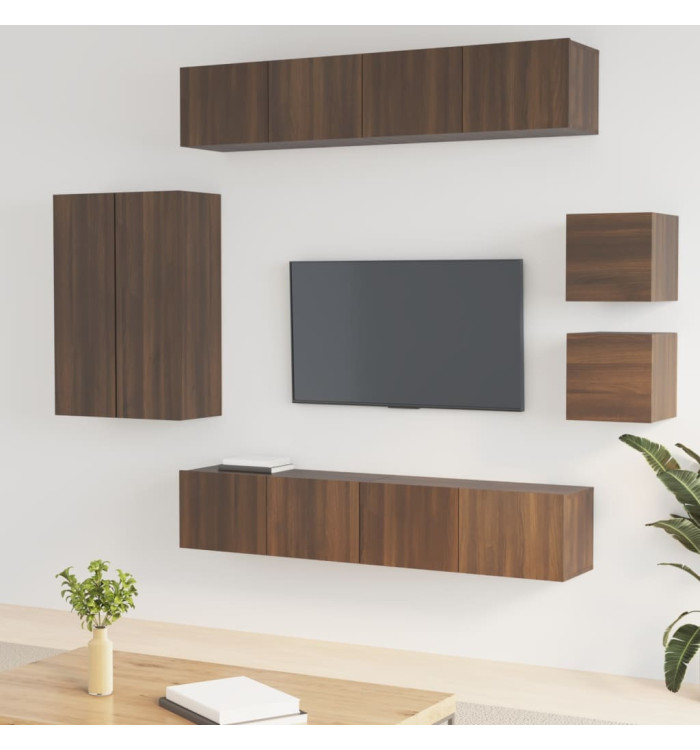 Ensemble de meubles TV 8 pcs Chêne marron Bois d'ingénierie | Mobilier & Déco