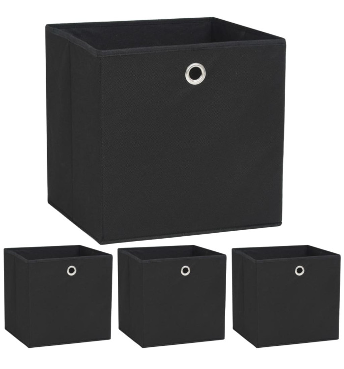 Boîte de rangement 4 pcs Tissu non-tissé 32x32x32 cm Noir | Mobilier & Déco