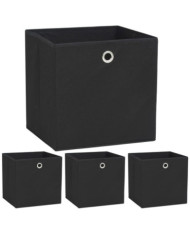 Boîte de rangement 4 pcs Tissu non-tissé 32x32x32 cm Noir | Mobilier & Déco