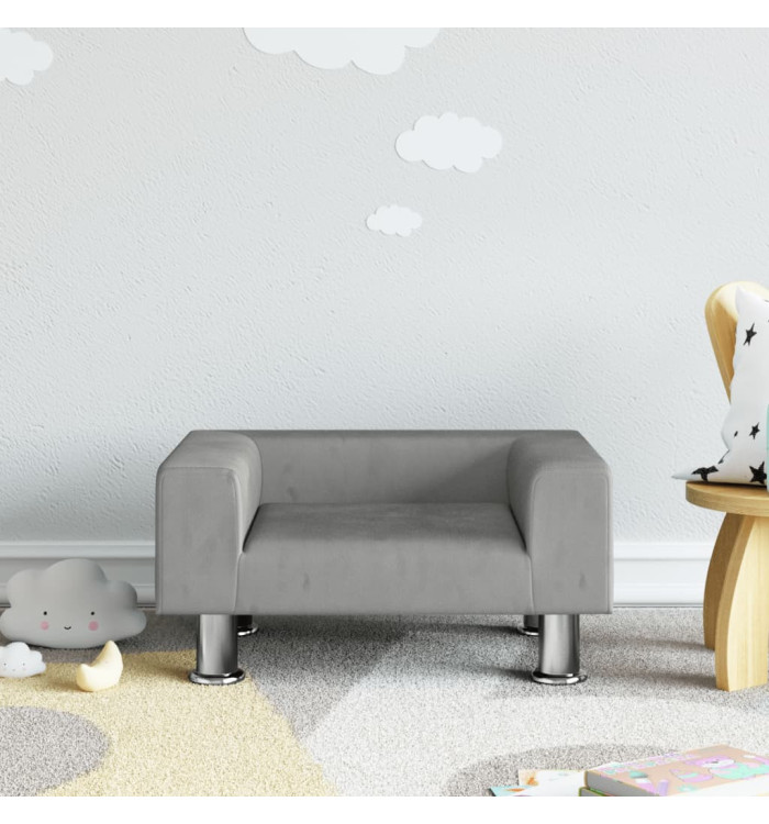 Canapé pour enfants gris clair 50x40x26,5 cm velours | Mobilier & Déco