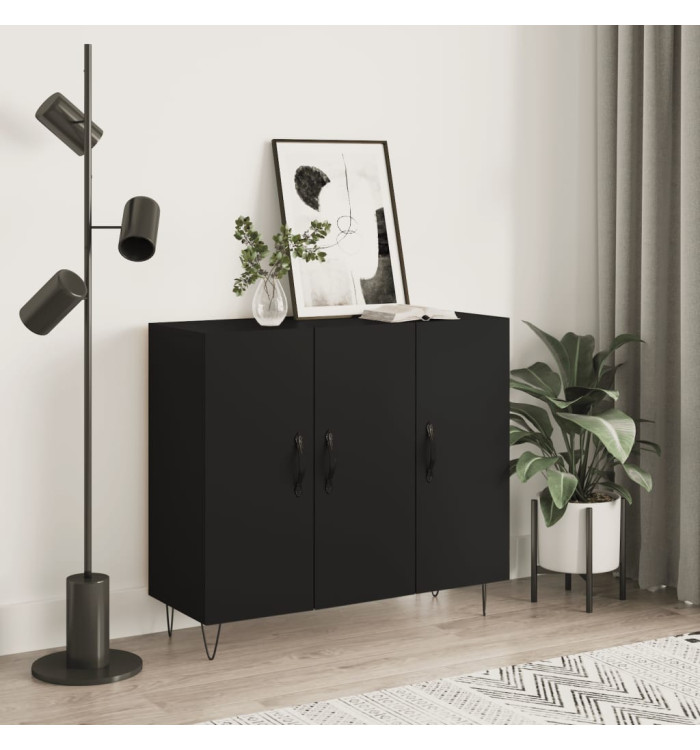 Buffet noir 90x34x80 cm bois d'ingénierie | Mobilier & Déco