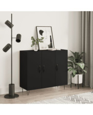 Buffet noir 90x34x80 cm bois d'ingénierie | Mobilier & Déco