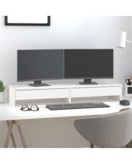 Support de moniteur Blanc 100x27x15 cm Bois de pin solide | Mobilier & Déco