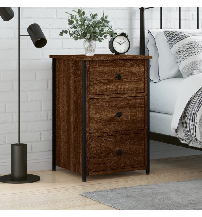 Table de chevet chêne marron 40x36x60 cm bois d'ingénierie | Mobilier & Déco