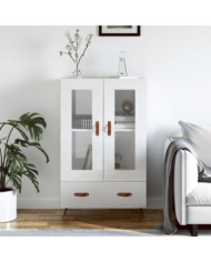 Buffet haut blanc brillant 69,5x31x115 cm bois d'ingénierie | Mobilier & Déco