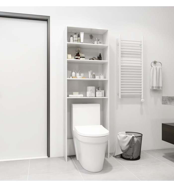Meuble pour machine à laver blanc brillant 64x24x190 cm | Mobilier & Déco