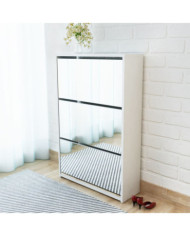 Meuble à chaussures 3 étagères 63x17x102,5 cm Miroir Blanc | Mobilier & Déco