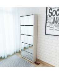 Meuble à chaussures 5 étagères et miroir 63x17x169,5 cm Blanc | Mobilier & Déco