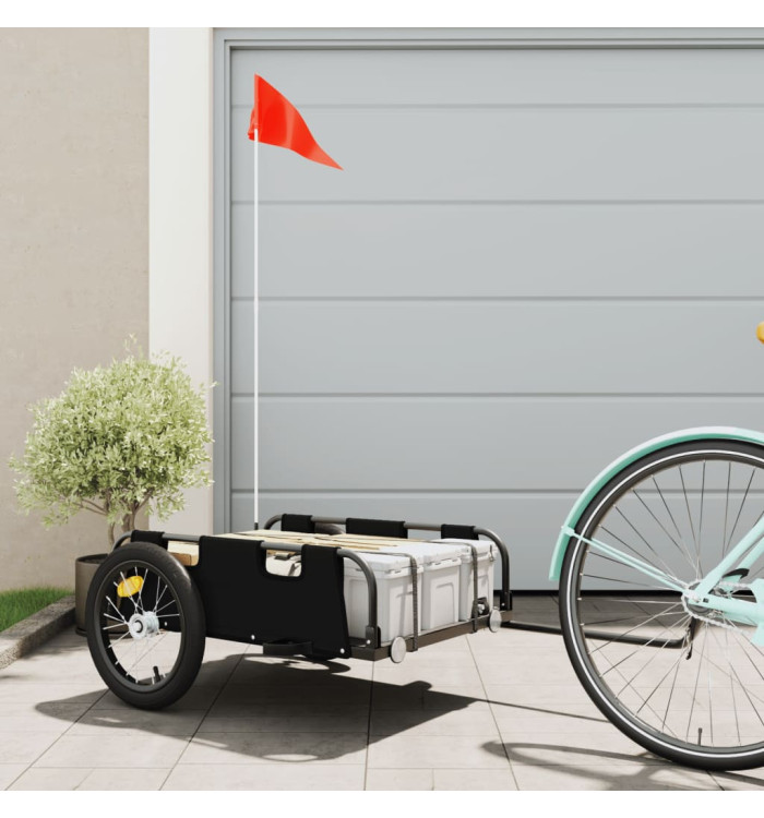 Remorque de vélo noir tissu oxford et fer | Mobilier & Déco