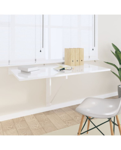 Table murale pliable Blanc brillant 100x60x56cm Bois ingénierie | Mobilier & Déco