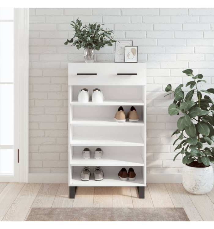 Armoire à chaussures blanc 60x35x105 cm bois d'ingénierie | Mobilier & Déco