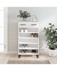 Armoire à chaussures blanc 60x35x105 cm bois d'ingénierie | Mobilier & Déco