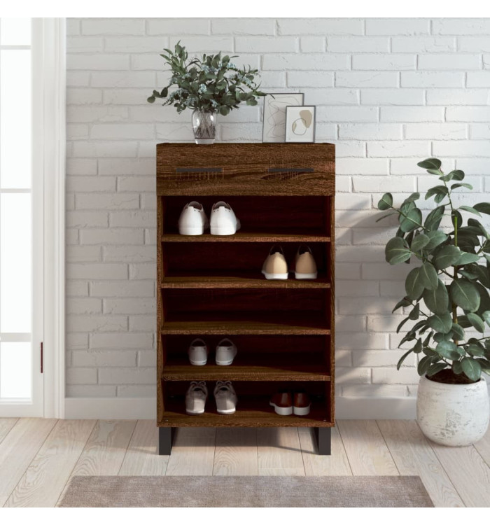 Armoire à chaussures chêne marron 60x35x105cm bois d'ingénierie | Mobilier & Déco