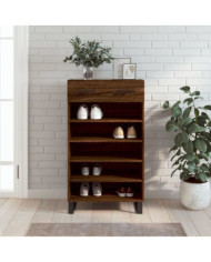 Armoire à chaussures chêne marron 60x35x105cm bois d'ingénierie | Mobilier & Déco