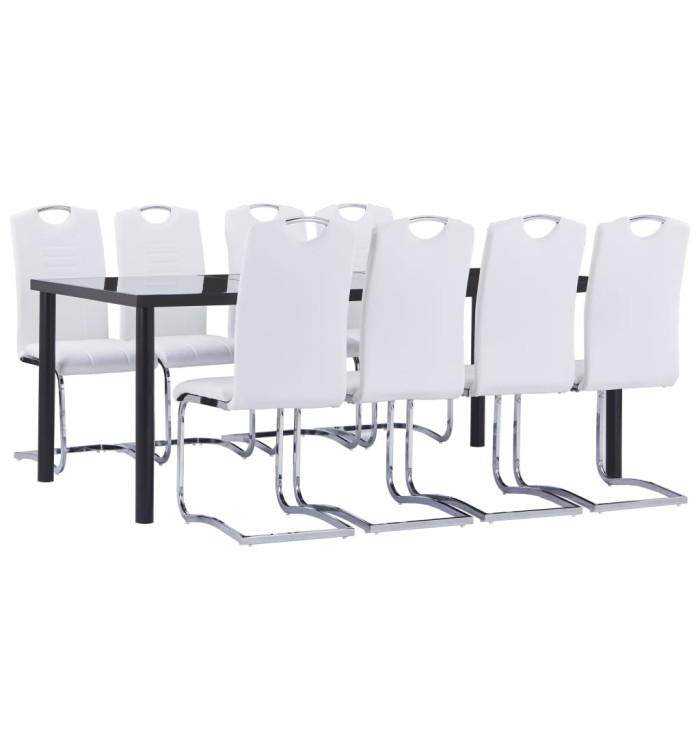 Ensemble de salle à manger 9 pcs Similicuir Blanc | Mobilier & Déco