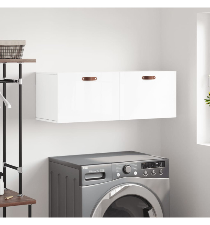 Armoire murale blanc brillant 100x36,5x35 cm bois d'ingénierie | Mobilier & Déco