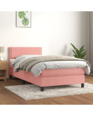 Sommier à lattes de lit avec matelas Rose 90x200 cm Velours | Mobilier & Déco