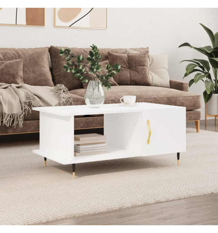 Table basse blanc 90x50x40 cm bois d'ingénierie | Mobilier & Déco