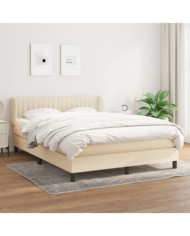 Sommier à lattes de lit avec matelas Crème 140x190 cm Tissu | Mobilier & Déco