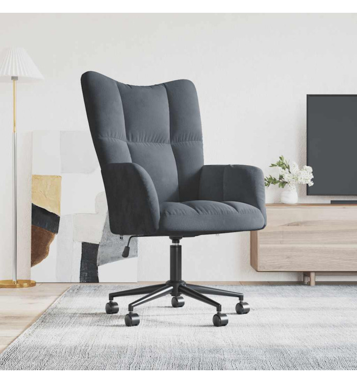 Chaise de relaxation Gris foncé Velours | Mobilier & Déco