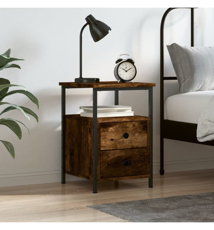 Table de chevet chêne fumé 34x35,5x50 cm bois d'ingénierie | Mobilier & Déco