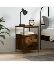 Table de chevet chêne fumé 34x35,5x50 cm bois d'ingénierie | Mobilier & Déco