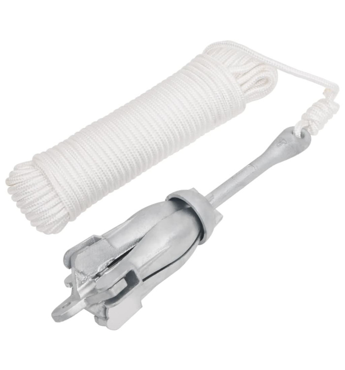 Ancre pliable avec corde argenté 6 kg fonte galvanisée à chaud | Mobilier & Déco