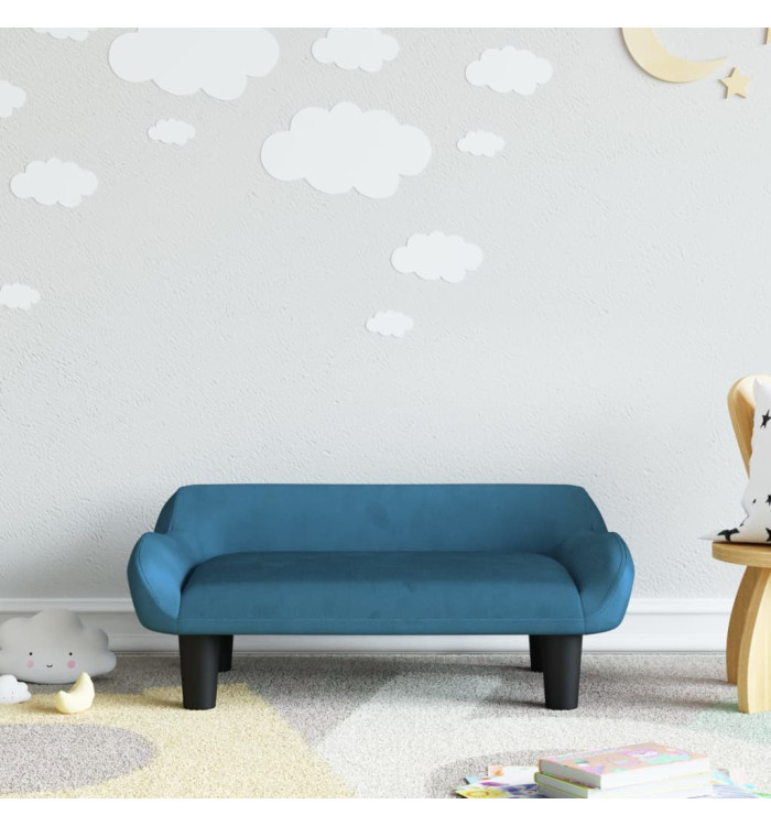 Canapé pour enfants bleu 70x40x24 cm velours | Mobilier & Déco